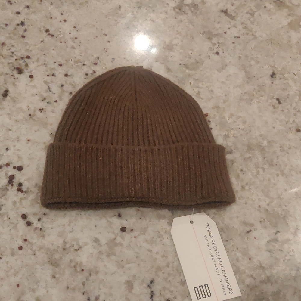 New!Unisex Cashmere Wool Blend Ribbed Beanie Outdoors Warm Hat Made In Italy